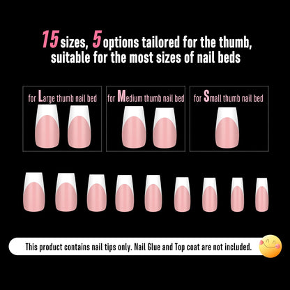 Coffin Medium White French Tip Baby Pink
