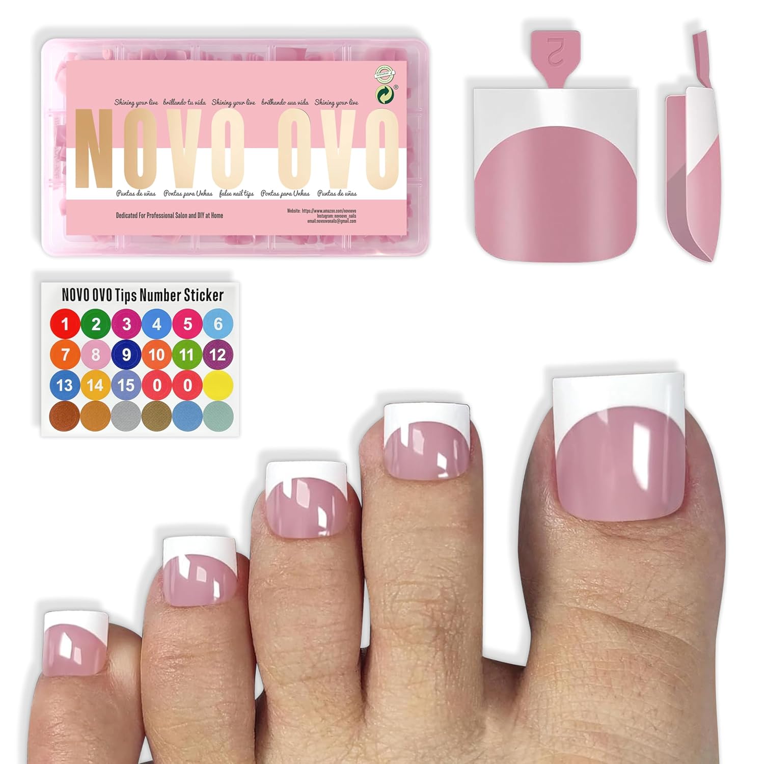 Sharp Square French tip Gel x Toe Nail Tips Berry Pink 150