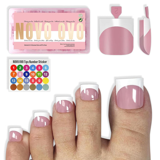 Sharp Square French tip Gel x Toe Nail Tips Berry Pink 150