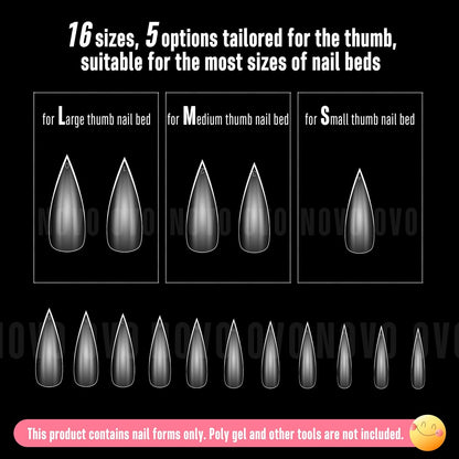 Medium or Long Clear Sharp Stiletto Nail Tips 480