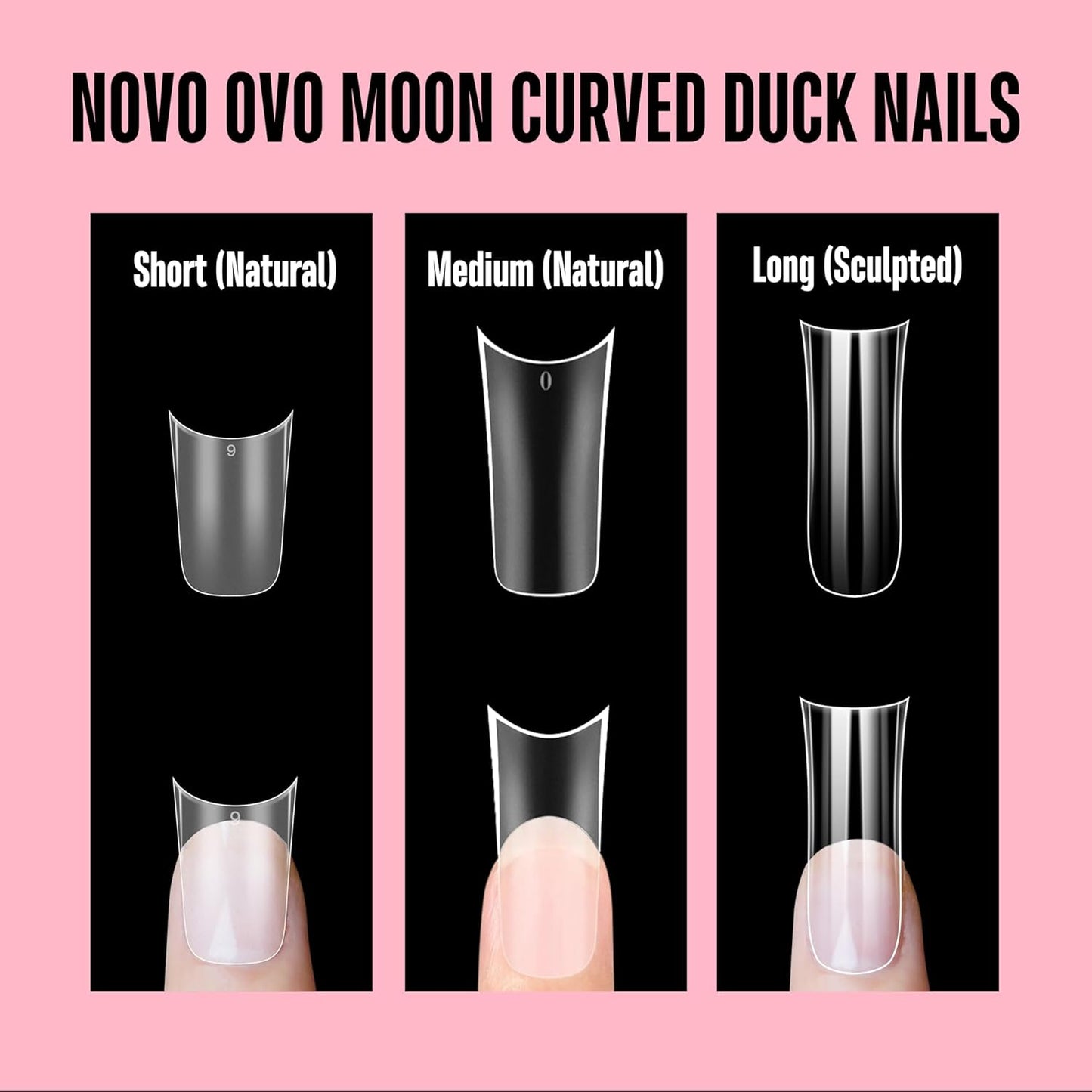 Long XL Sculpted Duck Nail Tips with Moon Curve Clear_240pcs
