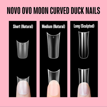 Long XL Sculpted Duck Nail Tips with Moon Curve Clear_240pcs