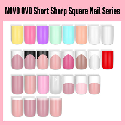Short Sharp Square White Soft French Tip Ombre Nail Tips Baby Pink 240