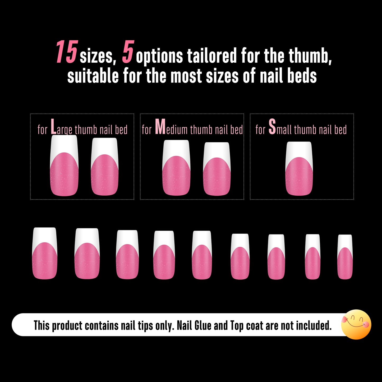 Medium Square White French Tip ROSE PINK