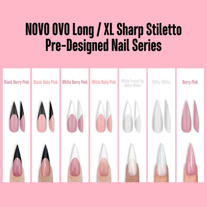 Long XL Pure Color Sharp Stiletto Nail Tips Berry Pink