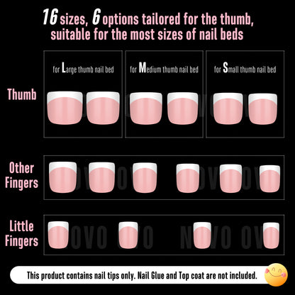 Extra Short Square Round White French Tip BABY PINK