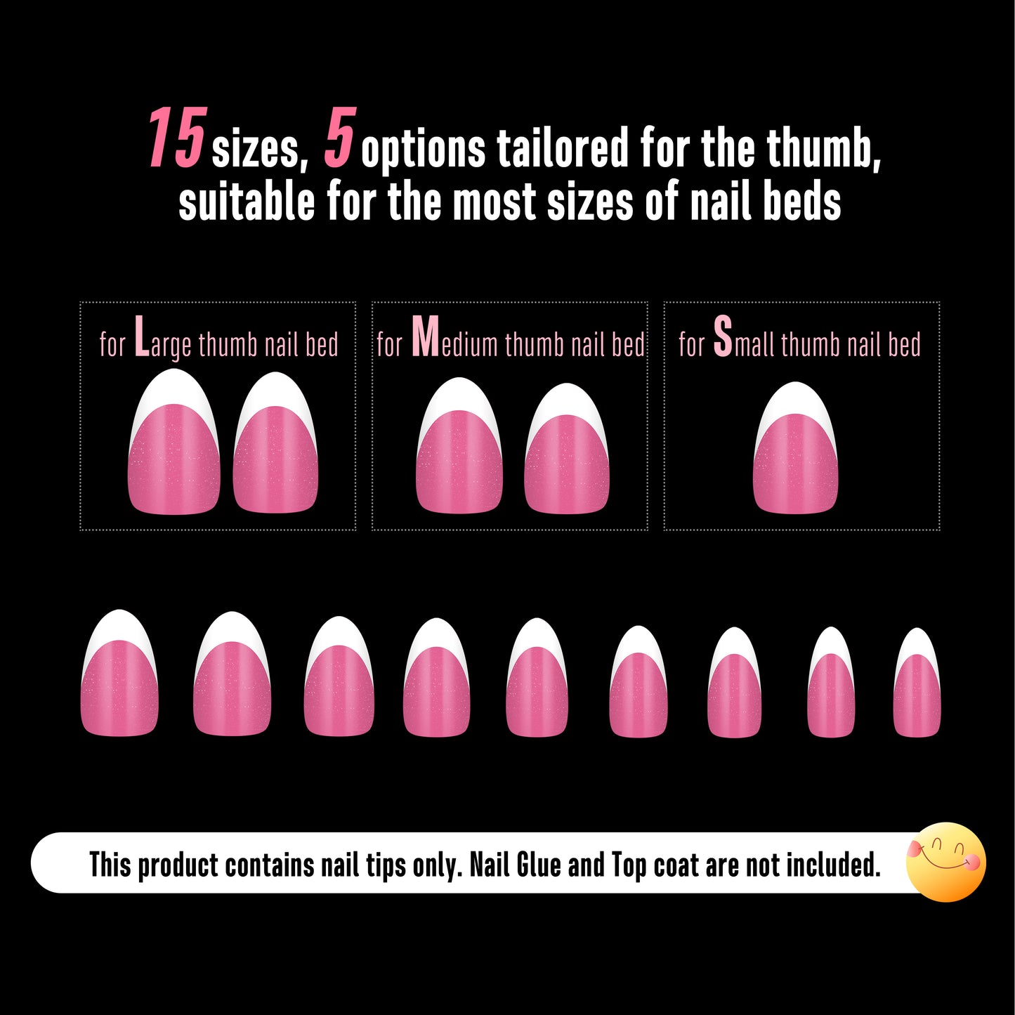 Medium Almond White French Tip ROSE PINK