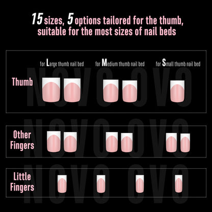 Short Sharp Square Nail Tips White French Tip Baby Pink