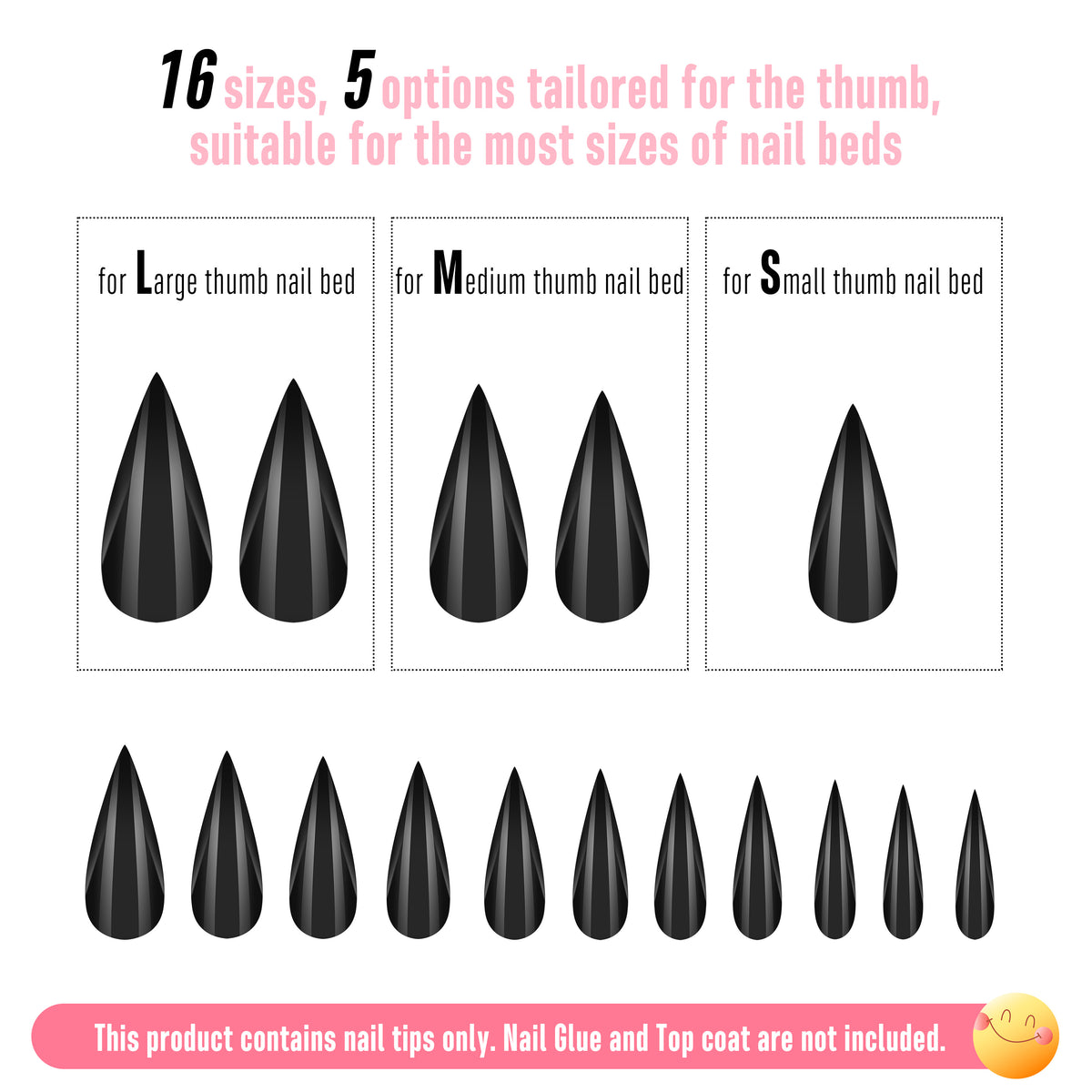 Cat Claw Short Curved Stiletto 3D Nail Tips Black 128
