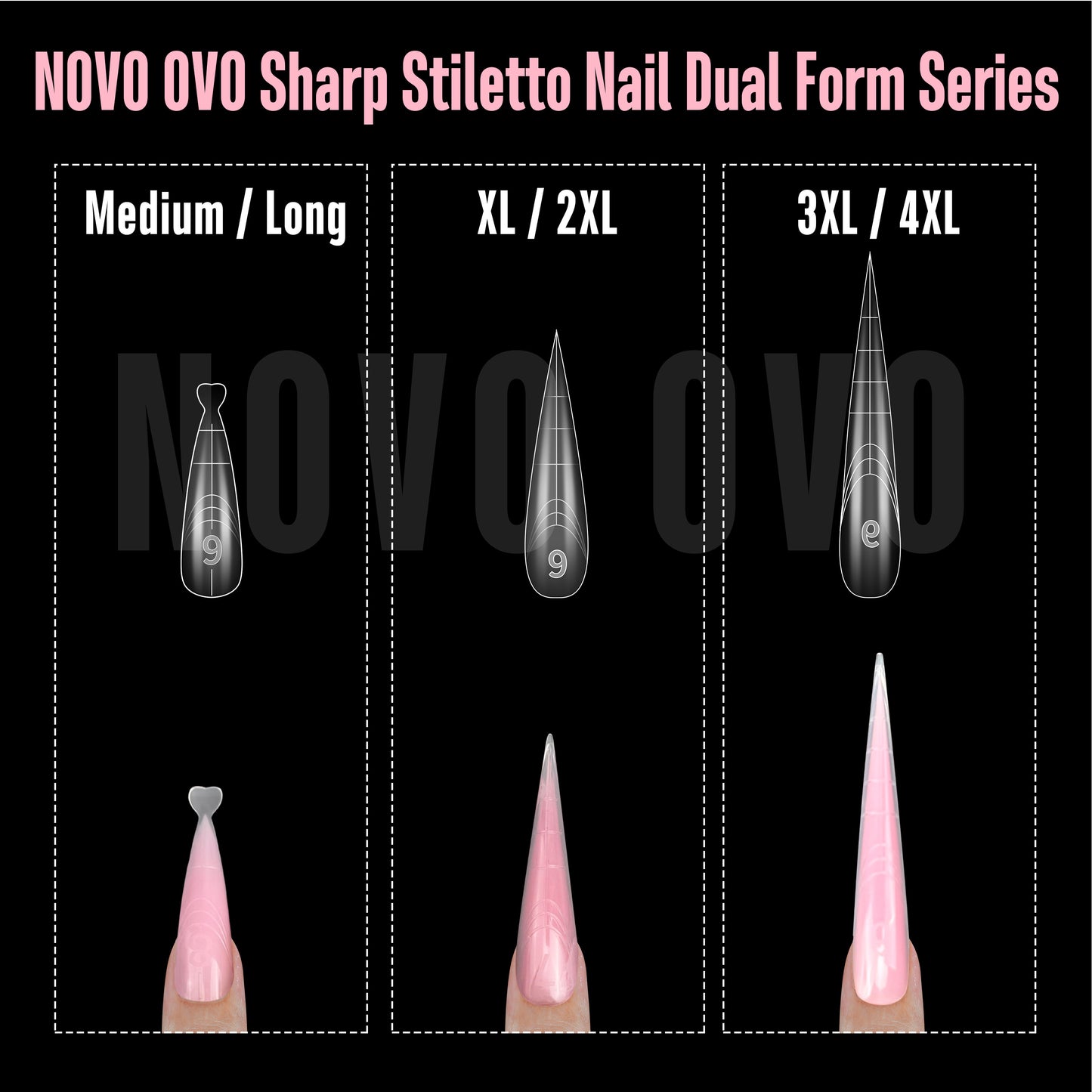 Stiletto XXXXL XXXL Nail Dual Form for Polygel 70