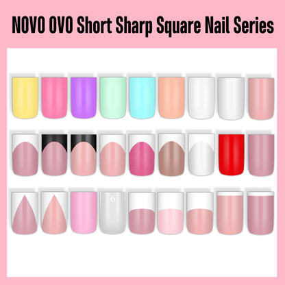 White V Shape French Short Square Nail Tips Baby Pink 240
