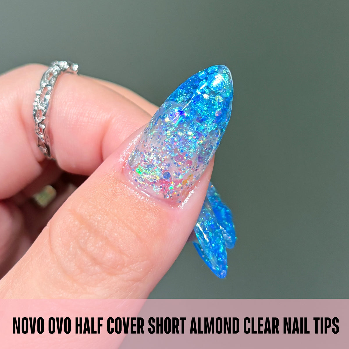 Half Cover Short Almond Clear Nail Tips 224