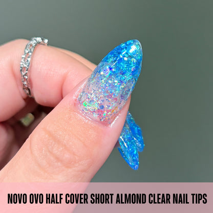 Half Cover Short Almond Clear Nail Tips 224