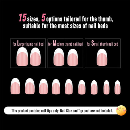 Medium Oval White French Tip BABY PINK