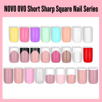 Short Sharp Square White Mirco French Tip Nail Tips Baby Pink 240