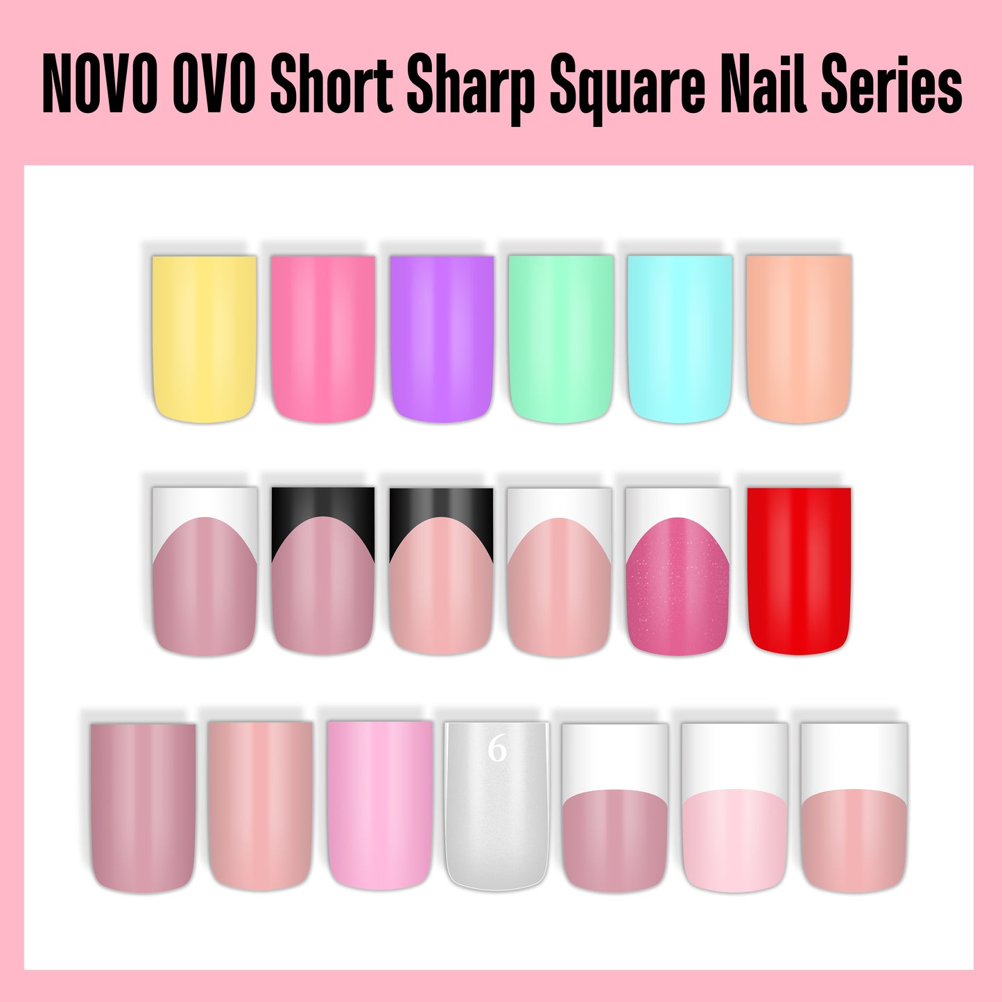 Short Sharp Square Nail Tips Macaron Mix