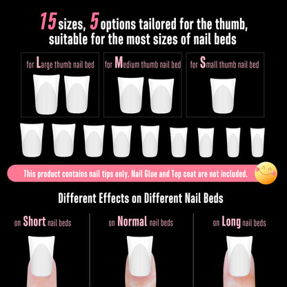 Short Duck Nails White French Tip Milky White 240