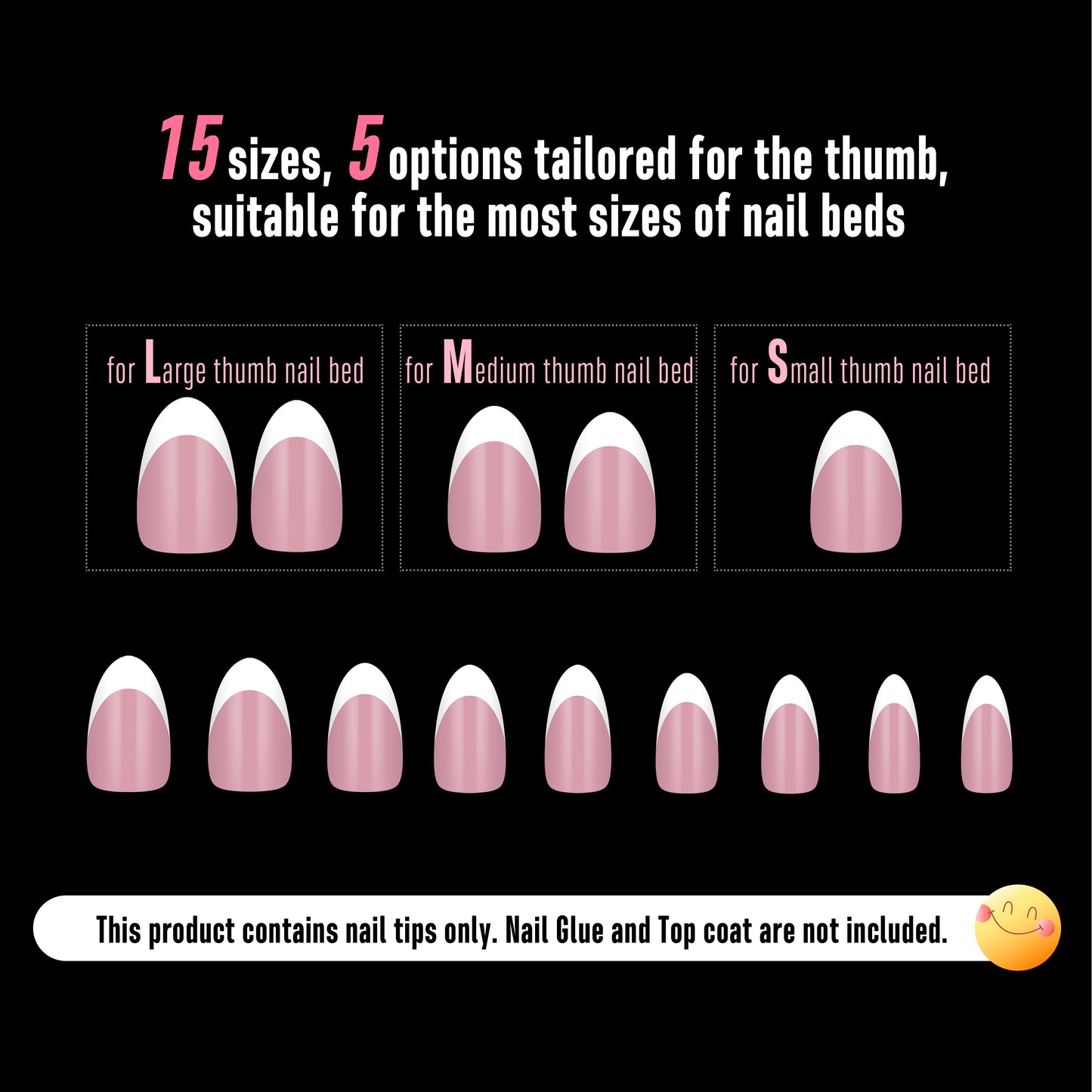 Medium Almond White French Tip BERRY PINK