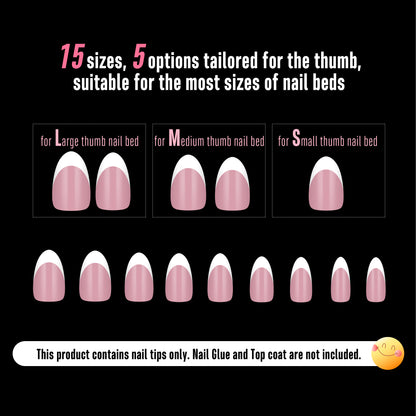 Medium Almond White French Tip BERRY PINK