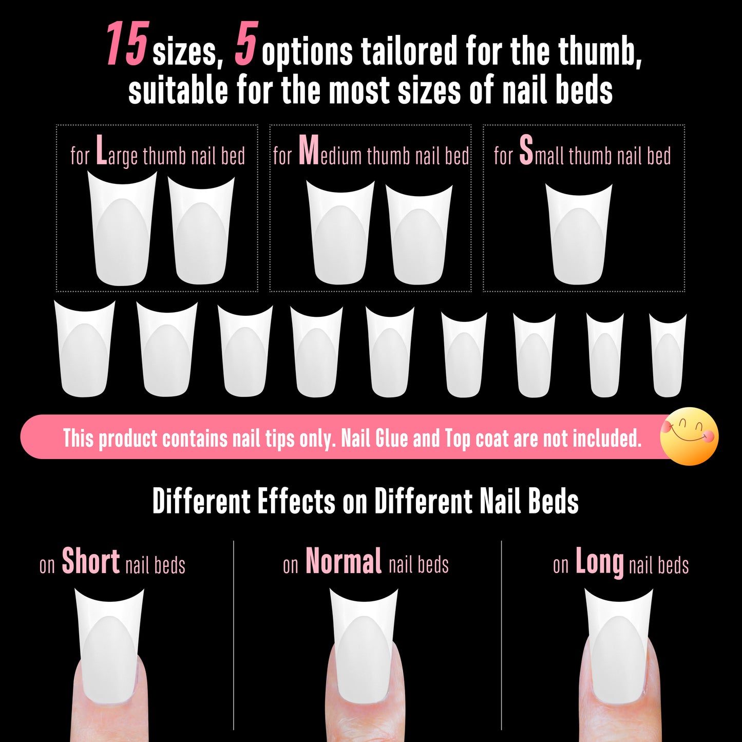 Medium Duck Nails White French Tips Milk White