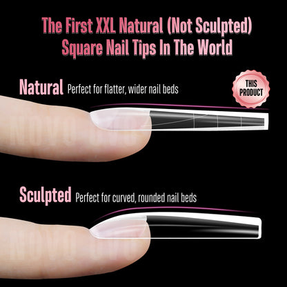 XXL Sharp Square Natural Nail Tips Extra Thick