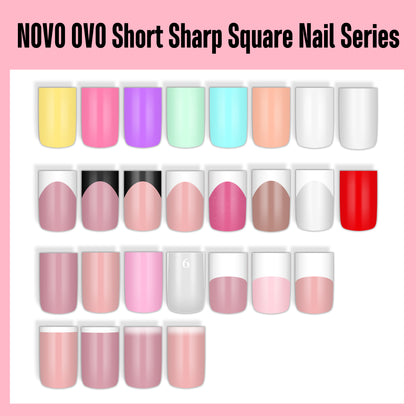Short Sharp Square White Soft French Tip Ombre Nail Tips Berry Pink 240