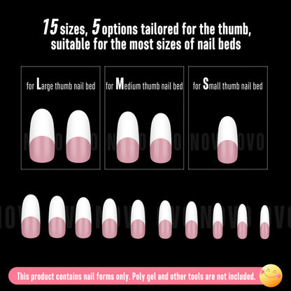 Medium Long Oval Round Old School White French Tip Berry Pink 240