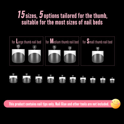 Sharp Square Toe Nails Clear with White French Tip Line