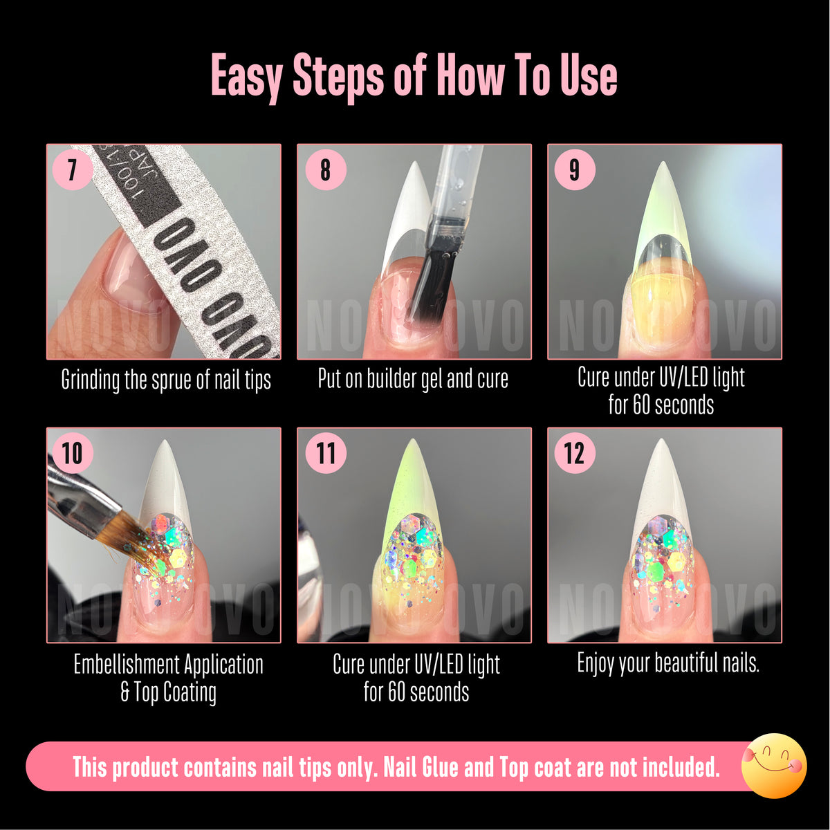 V Shape Half Cover Stiletto White French Tip Nail Tips 160