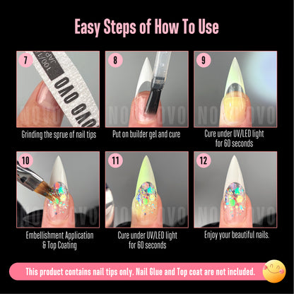 V Shape Half Cover Stiletto White French Tip Nail Tips 160