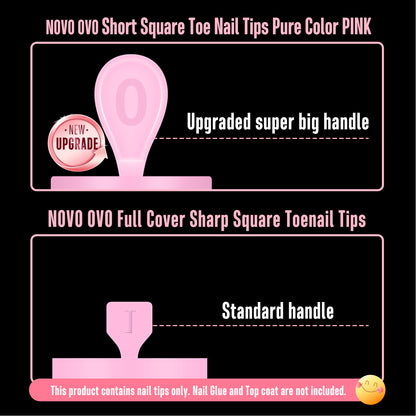Short Sharp Square Pure Color Toe Nail Tips Pink