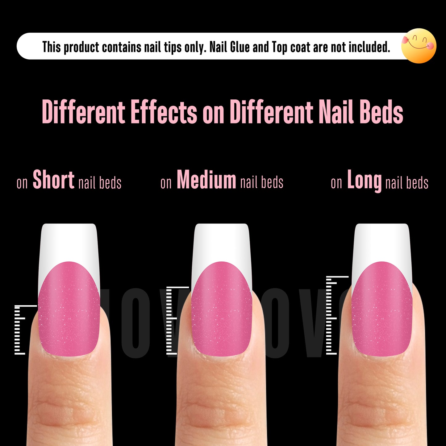 Medium Square White French Tip ROSE PINK