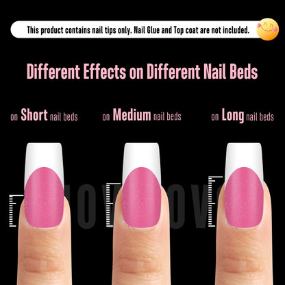 Medium Square White French Tip ROSE PINK