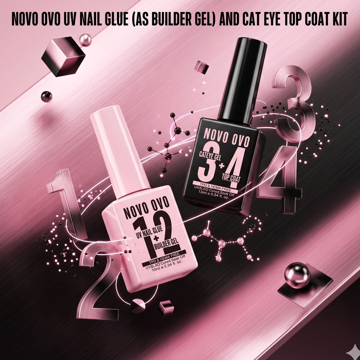 UV nail glue (as builder gel)cat eye top coat kit