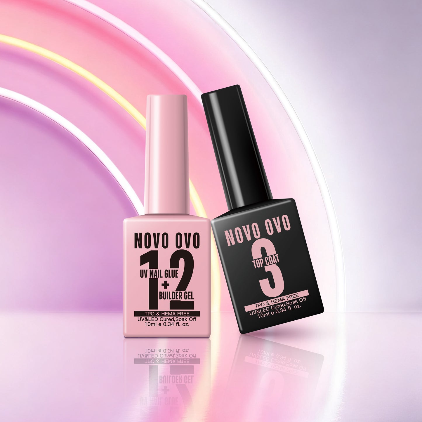 UV Nail Glue and Builder Gel 2 in 1, No Wipe Top Coat Kit, HEMA FREE