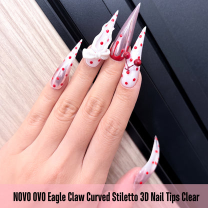 Eagle Claw Curved Stiletto 3D Nail Tips Clear 128