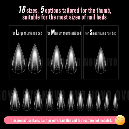 Cat Claw Short Curved Stlettio 3D Nail Tips Clear 192