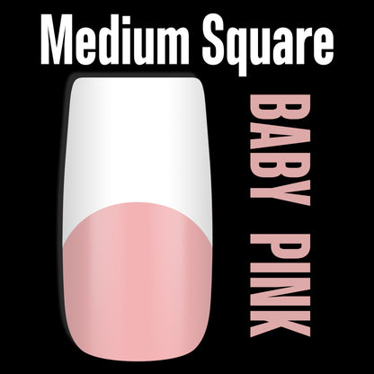 Medium Square Wide White French Tip Baby Pink