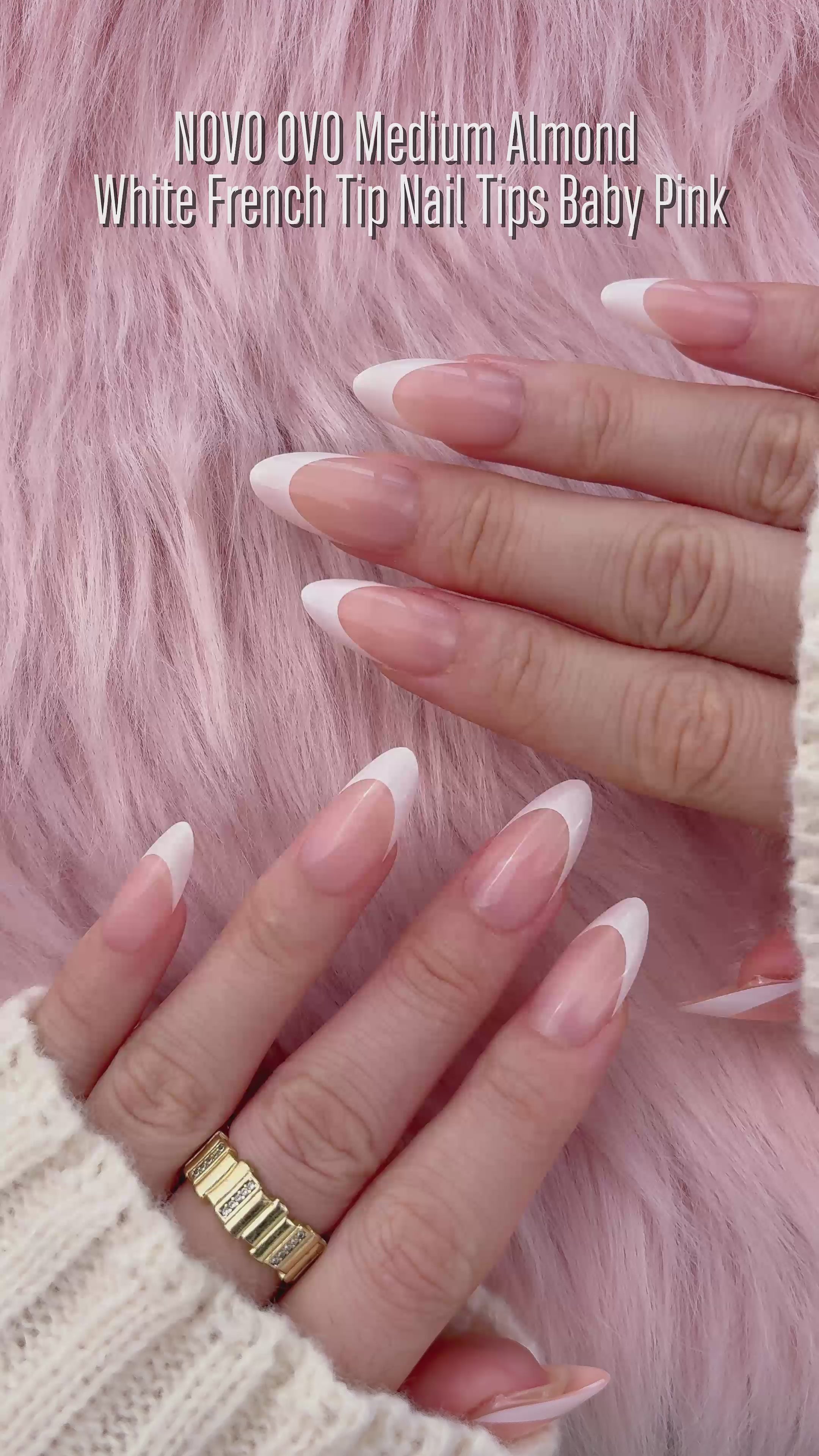 Medium Almond White French Tip BABY PINK – NOVO OVO NAILS