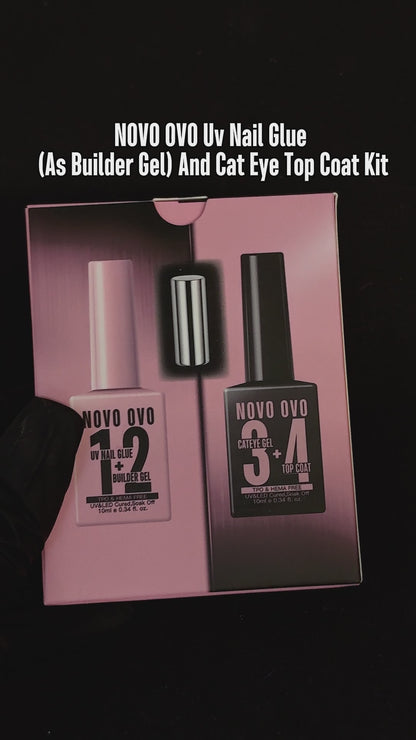 UV nail glue (as builder gel)cat eye top coat kit