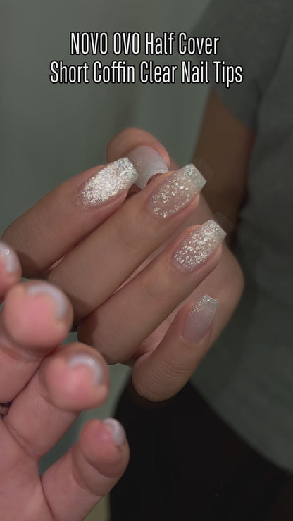 Half Cover Short Coffin Clear Nail Tips 224