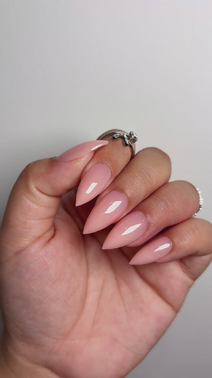 Short Sharp Stiletto Nail Tips Pure Color Baby Pink 224