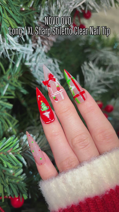 Long XL Clear Sharp Stiletto Nail Tips 224