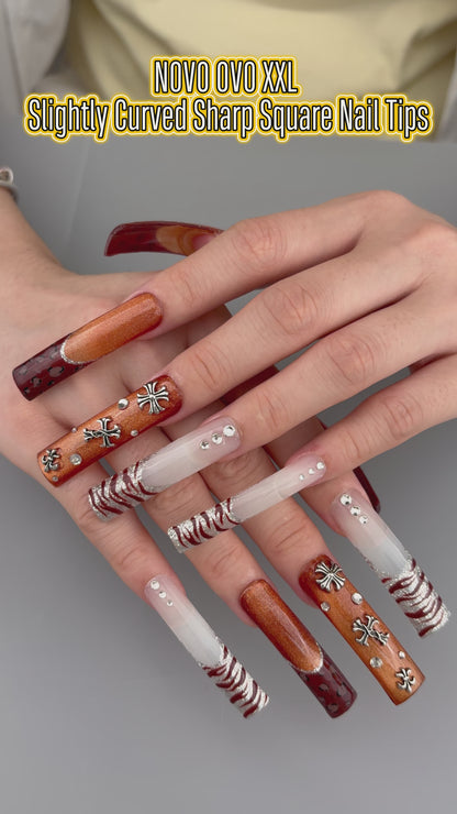 XXL Shape Square Slight Curved Nail Tips No C Curve 240pcs