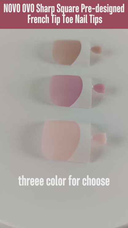 Sharp Square French tip Gel x Toe Nail Tips Berry Pink 150
