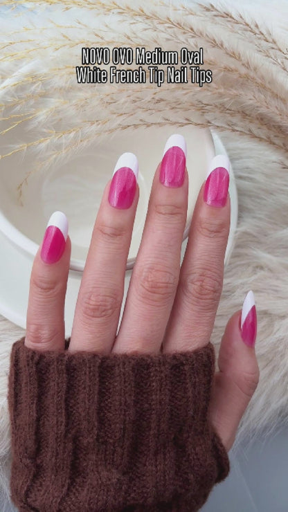 Medium Oval White French Tip ROSE PINK