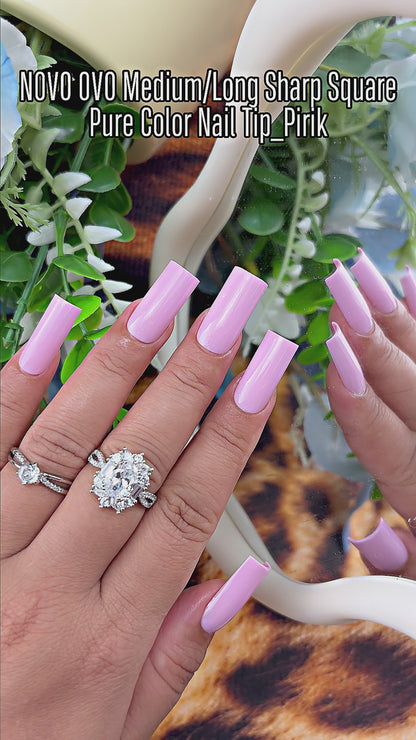 Meidum Sharp Square Pure Color Nail Tips Pink