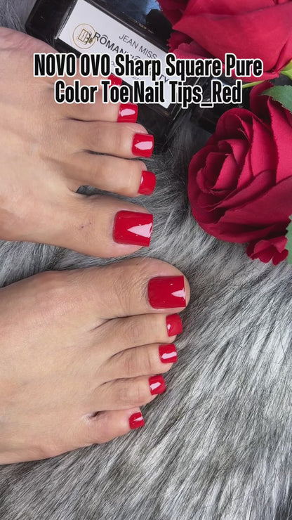 Sharp Square Pure Color Toe Nail Tips Red 240