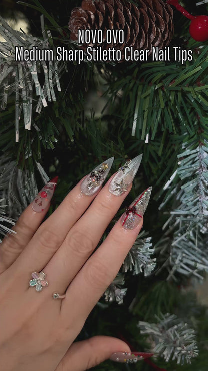 Medium or Long Clear Sharp Stiletto Nail Tips 480