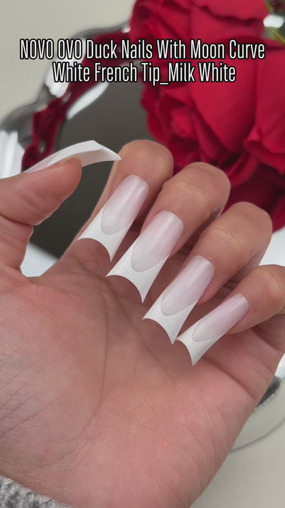 Medium Duck Nails White French Tips Milk White